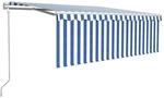 vidaXL Markise Automatisch Einziehbar mit Volant 4x3 m Blau und Wei&szlig; 3069306