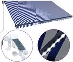 vidaXL Markise mit Windsensor & LED 500x300cm Blau und Wei&szlig; 3051283