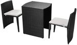 vidaXL 3-tlg Bistro-Set mit Auflagen Poly Rattan Schwarz Modell 2
