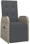 vidaXL Garten-Liegestuhl mit Auflage Poly Rattan Grau