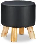 Relaxdays Hocker Kunstleder Schwarz 30 cm x 30 cm 1,7 kg