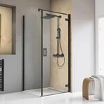 Schulte Dreht&uuml;r Toura R + Seitenwand Mattschwarz 200 x 90 x 90 cm Klar Hel