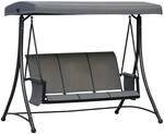 Outsunny 3-Sitzer Hollywoodschaukel mit Sonnendach Grau 196 x 128 x 172 cm