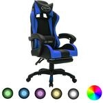 vidaXL Gaming-Stuhl mit RGB LED-Leuchten Blau und Schwarz Kunstleder 288006