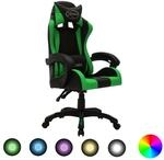 vidaXL Gaming-Stuhl mit RGB LED-Leuchten Gr&uuml;n und Schwarz Kunstleder 287999