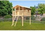 Karibu Stelzenhaus Benjamin mit Holzleiter Naturbelassen