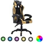 vidaXL Gaming-Stuhl mit RGB LED-Leuchten Gold und Schwarz Kunstleder 287998