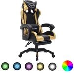 vidaXL Gaming-Stuhl mit RGB LED-Leuchten Gold und Schwarz Kunstleder 288008