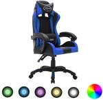 vidaXL Gaming-Stuhl mit RGB LED-Leuchten Blau und Schwarz Kunstleder 287996