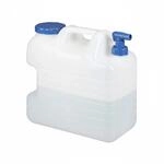 Relaxdays Wasserkanister HDPE Wei&szlig; Blau Mit Hahn 20, 37 cm x 38 cm x 20 cm