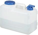 Relaxdays Wasserkanister mit Hahn 15 L Wei&szlig; Blau 29 cm x 35,5 cm x 19,5 cm