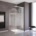 Schulte Eckeinstieg mit Schiebet&uuml;ren Sunny 180 cm x 75-90 cm Silber Glasdekor