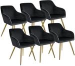 Tectake Esszimmerstuhl Marilyn Gepolstert In Samtoptik Durchgehende Lehne 6Er Set 62