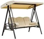 Outsunny 3-Sitzer Hollywoodschaukel mit Sonnendach Beige Braun 120 x 208 x 172 cm