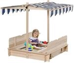 Outsunny Sandkasten aus Holz mit Dach Abnehmbar 106 x 106 x 121 cm
