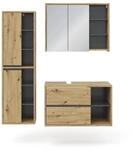 Vicco Badm&ouml;bel-Set Viola Anthrazit/Eiche 3 Teile
