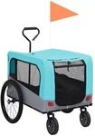 vidaXL 2-In-1 Fahrradanh&auml;nger f&uuml;r Hunde und Buggy Blau und Grau 92441