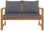 vidaXL Gartenbank 120 cm mit Dunkelgrauen Kissen Massivholz Akazie