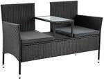 Juskys Polyrattan Gartenm&ouml;bel Sitzgruppe Monaco in Schwarz und Dunkelgraue Bez&uuml;ge