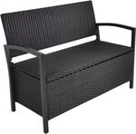 Garden Pleasure Parkbank Ferrara mit Ablagefach 117 cm x 86 cm x 58 cm Schwarz