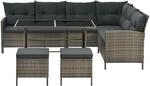 Juskys Polyrattan Gartenm&ouml;bel Lounge Manacor Grau Meliert mit Bez&uuml;gen in Dunkelgrau
