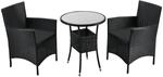Juskys Polyrattan Gartenm&ouml;bel Balkon Set Bayamo in Schwarz mit Bez&uuml;gen in