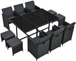 Juskys Polyrattan Essgruppe Baracoa XL 11 Teilig Schwarz