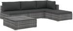 vidaXL 5-tlg Garten-Lounge-Set mit Auflagen Poly Rattan Grau Modell 5