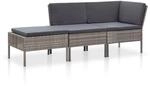 vidaXL 3-tlg Garten-Lounge-Set mit Auflagen Poly Rattan Grau Modell 9