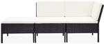 vidaXL 3-tlg Garten-Lounge-Set mit Auflagen Poly Rattan Schwarz Modell 17