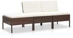 vidaXL 3-Tlg Garten-Lounge-Set mit Auflagen Poly Rattan Braun 48955