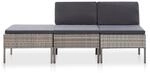 vidaXL 3-tlg Garten-Lounge-Set mit Auflagen Poly Rattan Grau Modell 8