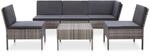 vidaXL 6-tlg Garten-Sofagarnitur mit Auflagen Poly Rattan Grau Modell 2