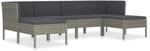vidaXL 6-tlg Garten-Lounge-Set mit Auflagen Poly Rattan Grau Modell 1