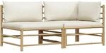 vidaXL 2-Tlg Garten-Lounge-Set mit Kissen Cremewei&szlig; Bambus 313143