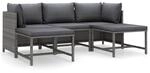 vidaXL 5-tlg Garten-Lounge-Set mit Kissen Poly Rattan Grau Modell 4