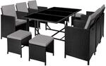 Tectake Rattan Sitzgruppe Malaga F&uuml;r 6 Bis 10 Personen Widerstandsf&auml;hig 53 x 53 x