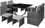 Tectake Rattan Sitzgruppe Bilbao F&uuml;r 4 Bis 8 Personen Widerstandsf&auml;hig 53 x 53 x
