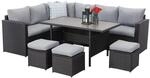 MeXo XXL Gartenlounge Set aus Polyrattan mit Esstisch f&uuml;r 8 Personen Schwarz