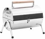 vidaXL Tragbarer Tisch-Holzkohlegrill Edelstahl Doppelrost 47852