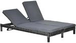 Outsunny Polyrattan Doppelliege Luxus 5-Stufige R&uuml;ckenlehne