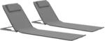 vidaXL Klappbare Strandmatte 2 Stk. Stahl und Stoff Grau
