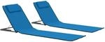 vidaXL Klappbare Strandmatte 2 Stk. Stahl und Stoff Blau