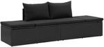 vidaXL Sonnenliege mit Auflage Poly Rattan Schwarz 195 x 60 x 60 cm