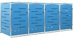 vidaXL M&uuml;lltonnenbox Edelstahl 276,5x77,5x115,5 cm f&uuml;r 4 Tonnen