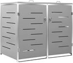 vidaXL M&uuml;lltonnenbox f&uuml;r 2 Tonnen Edelstahl 138x77,5x115,5 cm