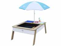 Axi Sand und Wassertisch Linda Braun Weiß mit Sonnenschirm Blau Weiß