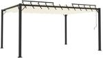 vidaXL Pavillon mit Lamellendach 3x4 m Creme Stoff und Aluminium