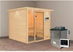Karibu Sauna Jutta mit Ofen externe Stg.LED-Dachkranz Natur