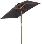 Outsunny Sonnenschirm Tannenholz Polyester Dunkelgrau L200 x B150 x H235 cm